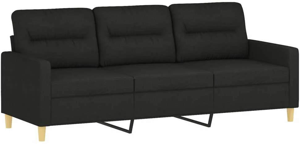 Trivietė sofa, juodos spalvos, 180cm, audinys