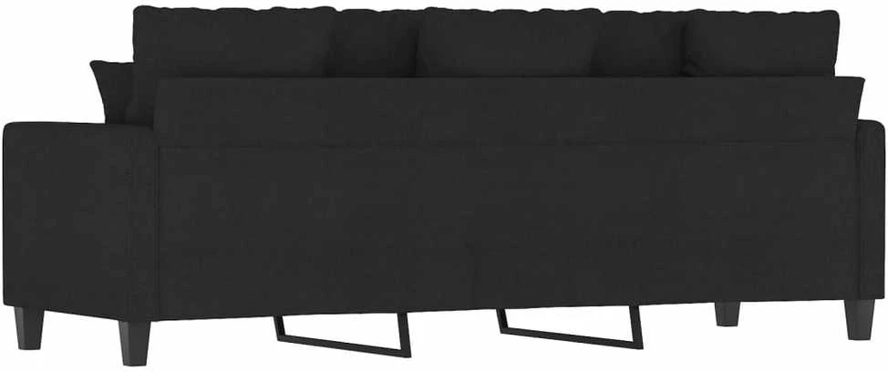 Trivietė sofa, juodos spalvos, 180cm, audinys