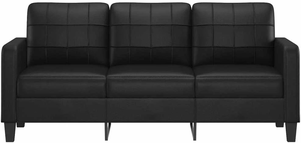 Trivietė sofa, juodos spalvos, 180cm, dirbtinė oda