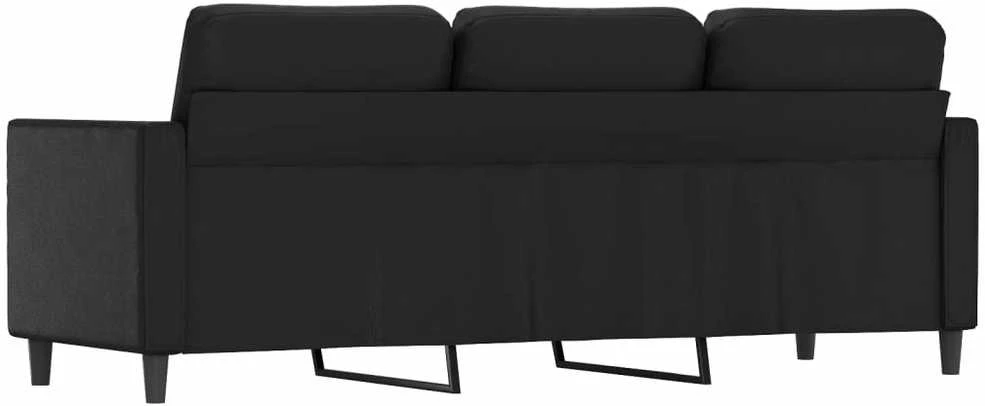 Trivietė sofa, juodos spalvos, 180cm, dirbtinė oda