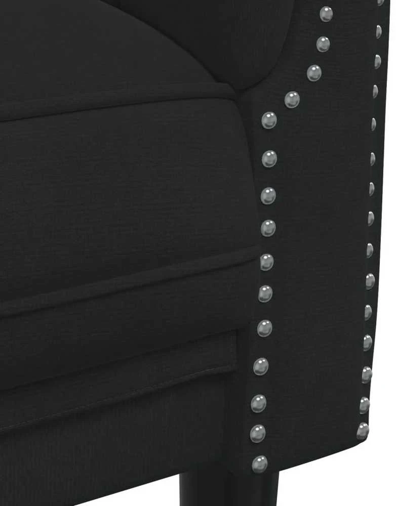 Trivietė sofa, juodos spalvos, aksomas