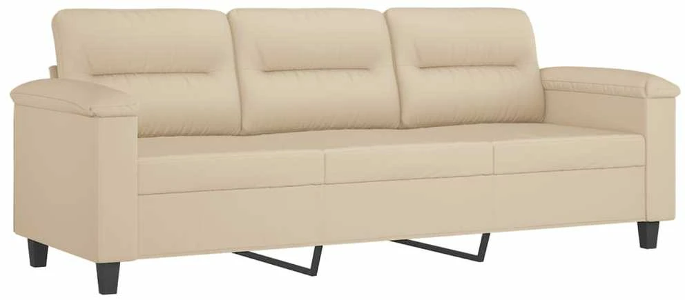 Trivietė sofa, kreminės spalvos, 180cm, mikropluošto audinys