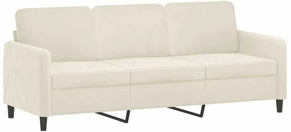 Trivietė sofa, kreminės spalvos, 180cm, aksomas