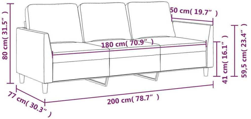 Trivietė sofa, kreminės spalvos, 180cm, dirbtinė oda