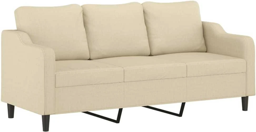 Trivietė sofa, kreminės spalvos, 180cm, audinys