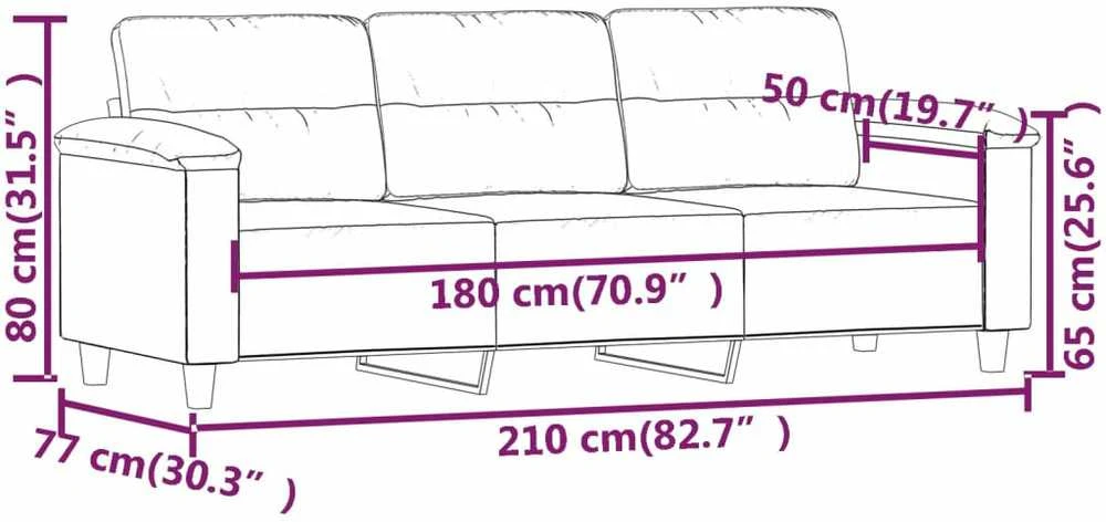 Trivietė sofa, kreminės spalvos, 180cm, mikropluošto audinys