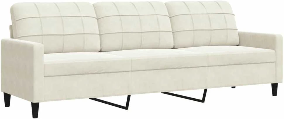 Trivietė sofa, kreminės spalvos, 210cm, aksomas