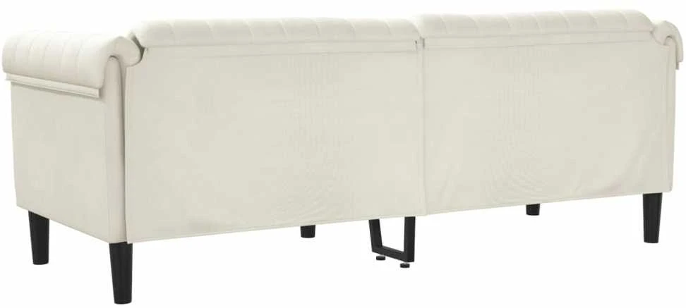 Trivietė sofa, kreminės spalvos, aksomas