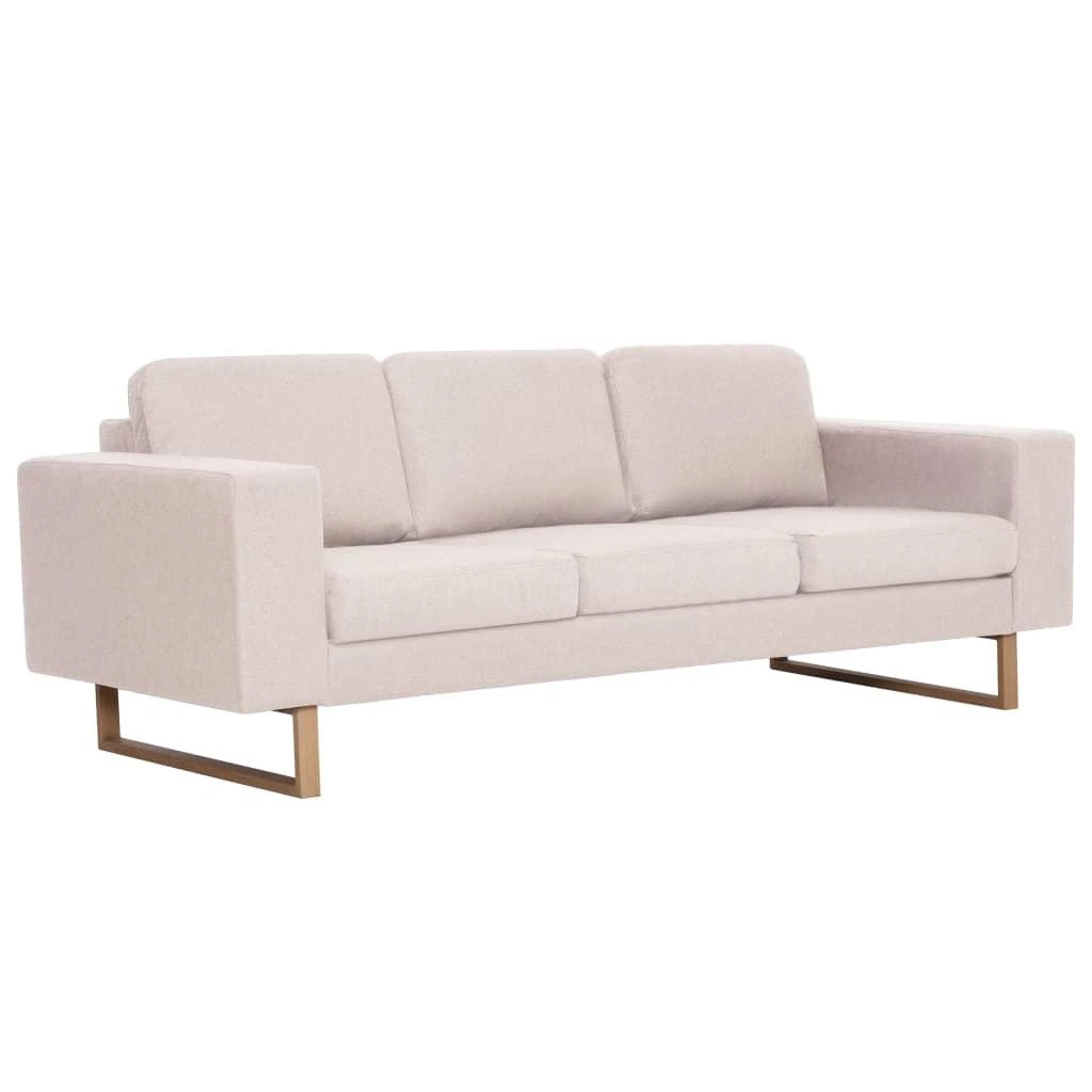 Trivietė sofa, kreminės spalvos, audinys