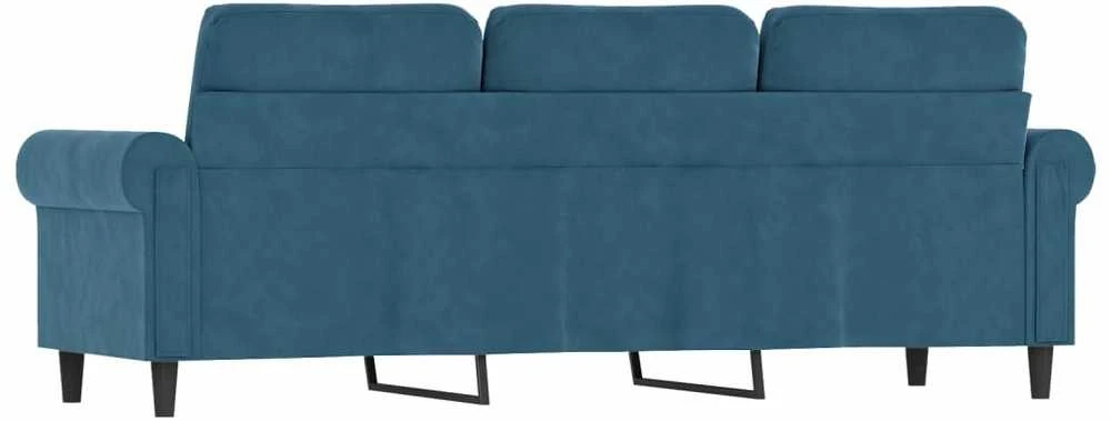 Trivietė sofa, mėlynos spalvos, 180cm, aksomas