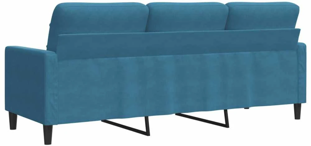 Trivietė sofa, mėlynos spalvos, 180cm, aksomas