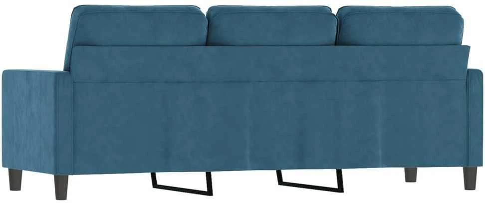 Trivietė sofa, mėlynos spalvos, 180cm, aksomas