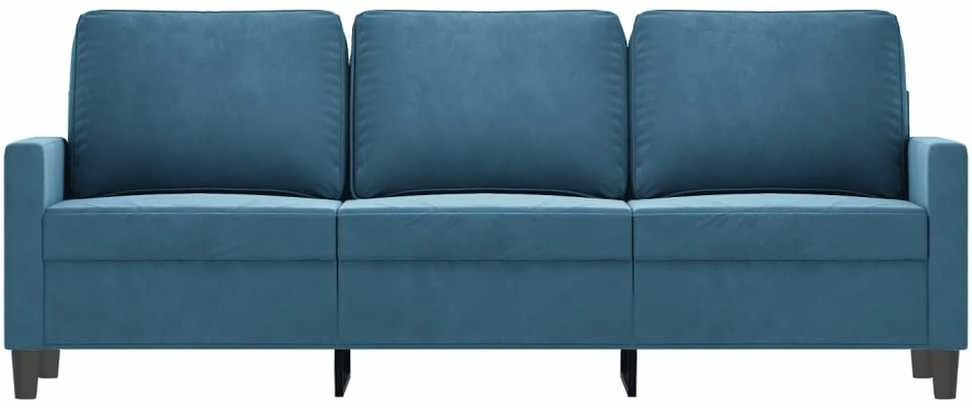Trivietė sofa, mėlynos spalvos, 180cm, aksomas
