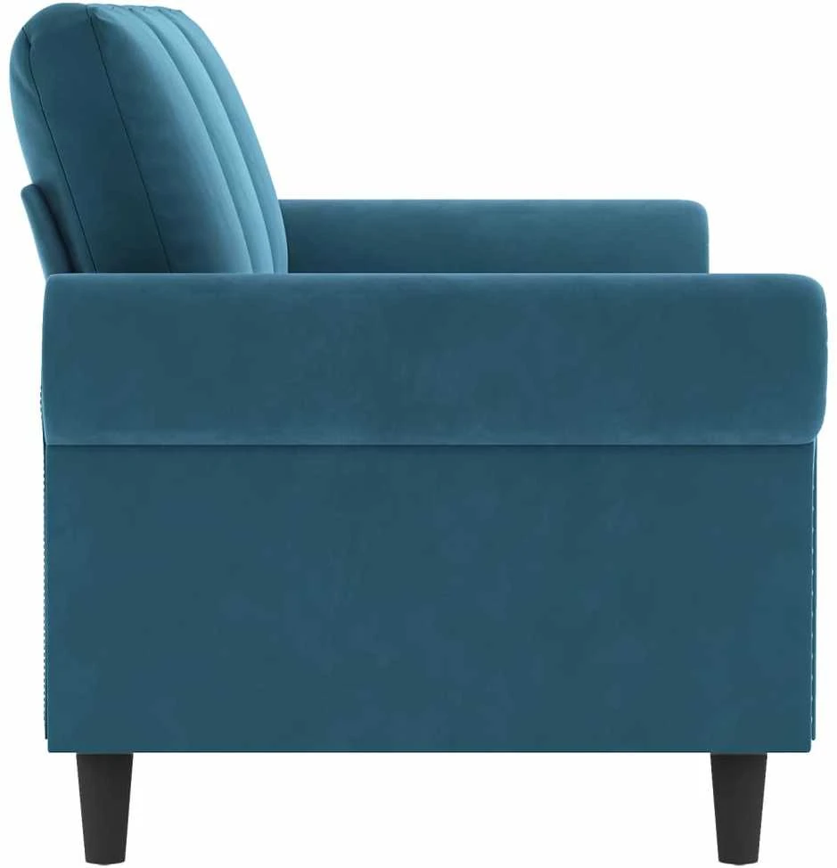 Trivietė sofa, mėlynos spalvos, 180cm, aksomas