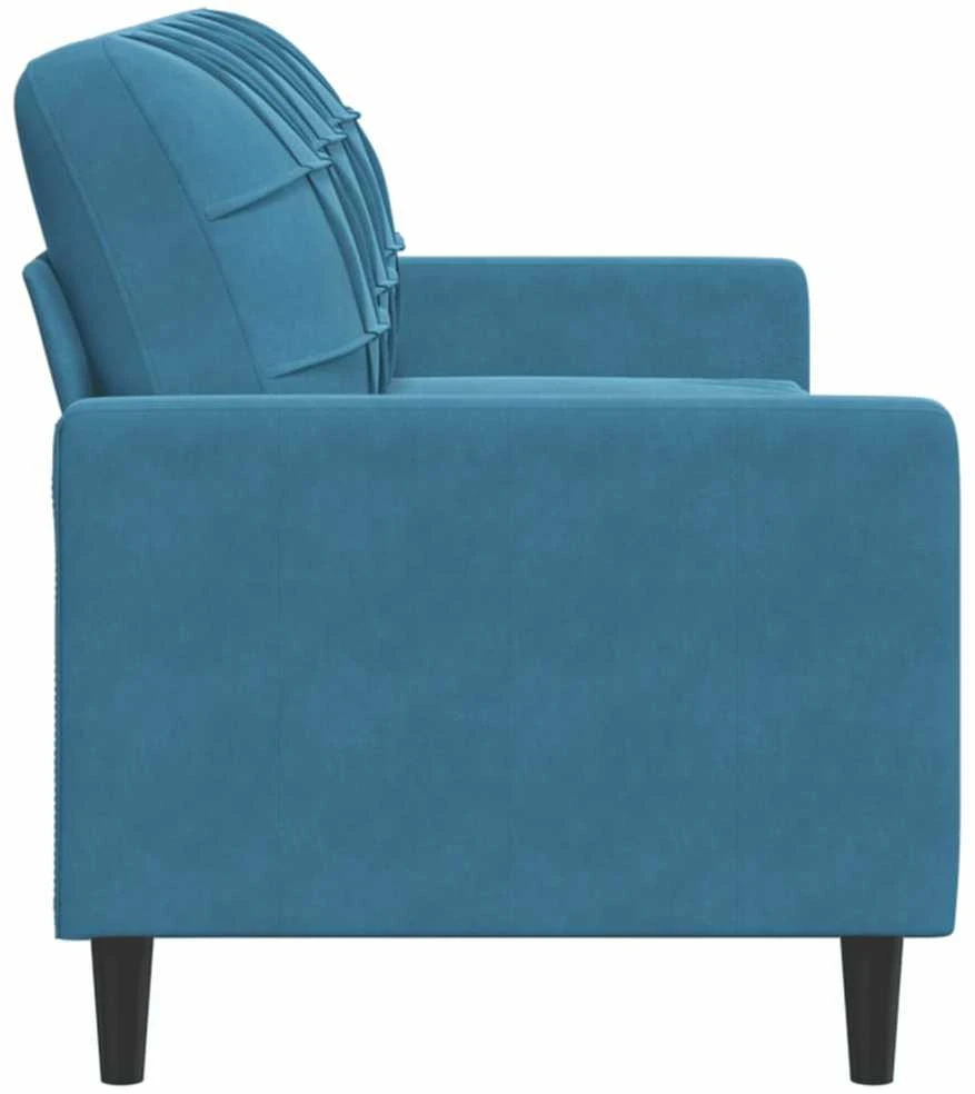 Trivietė sofa, mėlynos spalvos, 180cm, aksomas