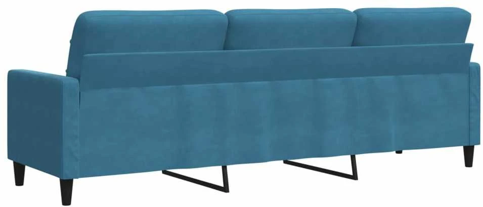 Trivietė sofa, mėlynos spalvos, 210cm, aksomas