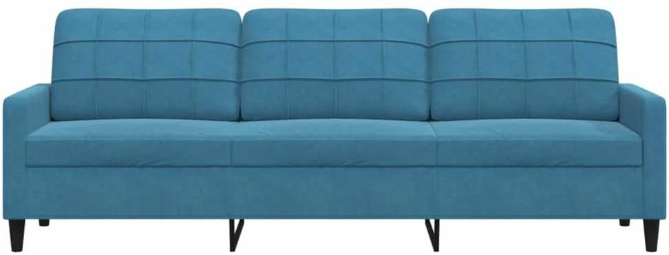 Trivietė sofa, mėlynos spalvos, 210cm, aksomas