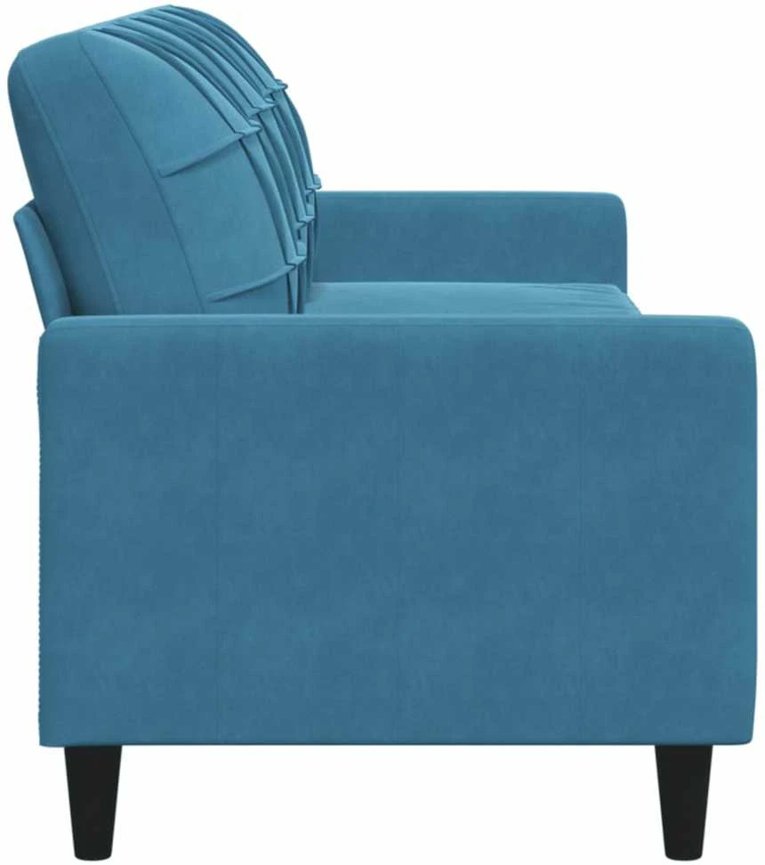 Trivietė sofa, mėlynos spalvos, 210cm, aksomas