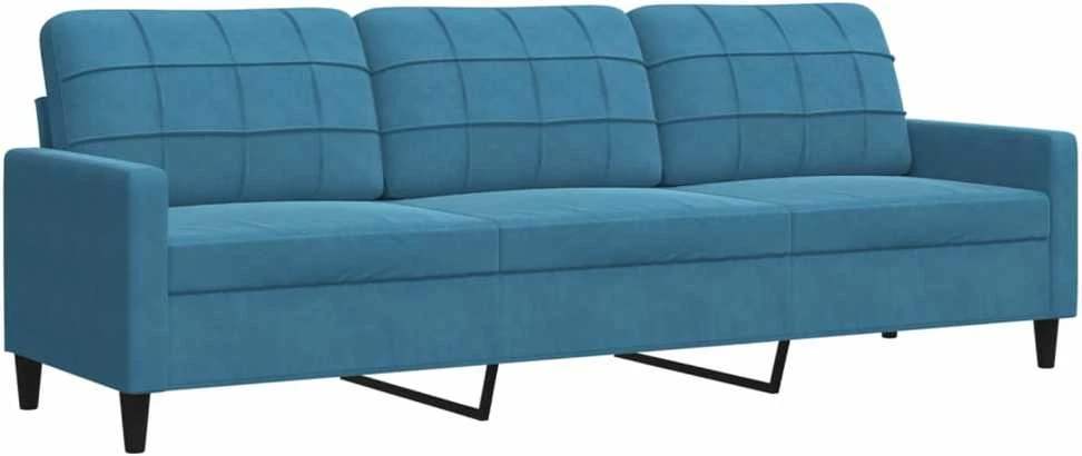 Trivietė sofa, mėlynos spalvos, 210cm, aksomas