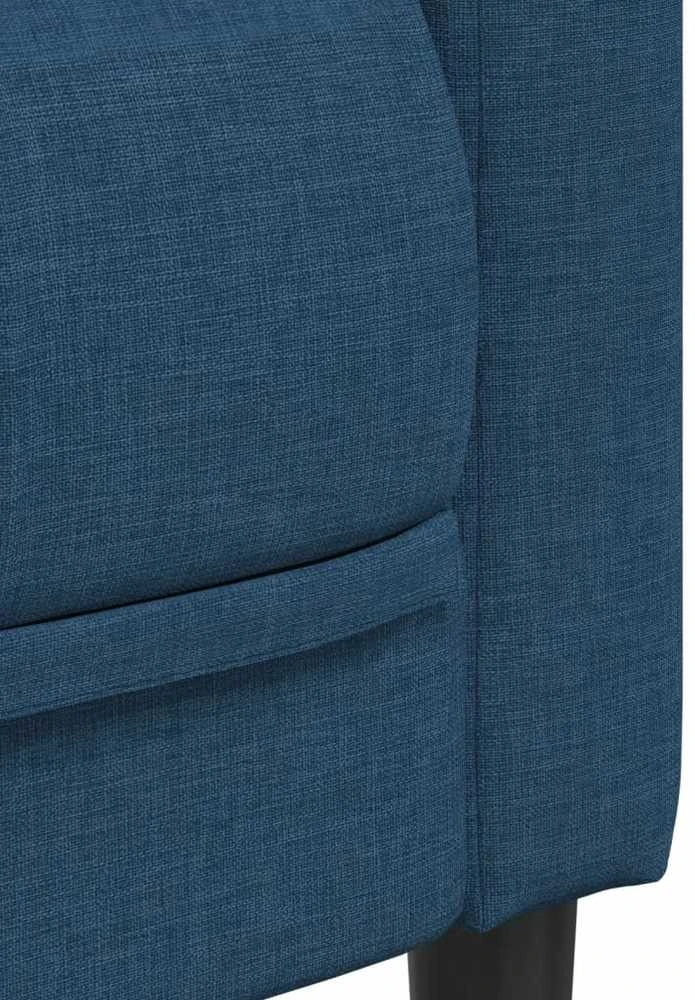 Trivietė sofa, mėlynos spalvos, audinys