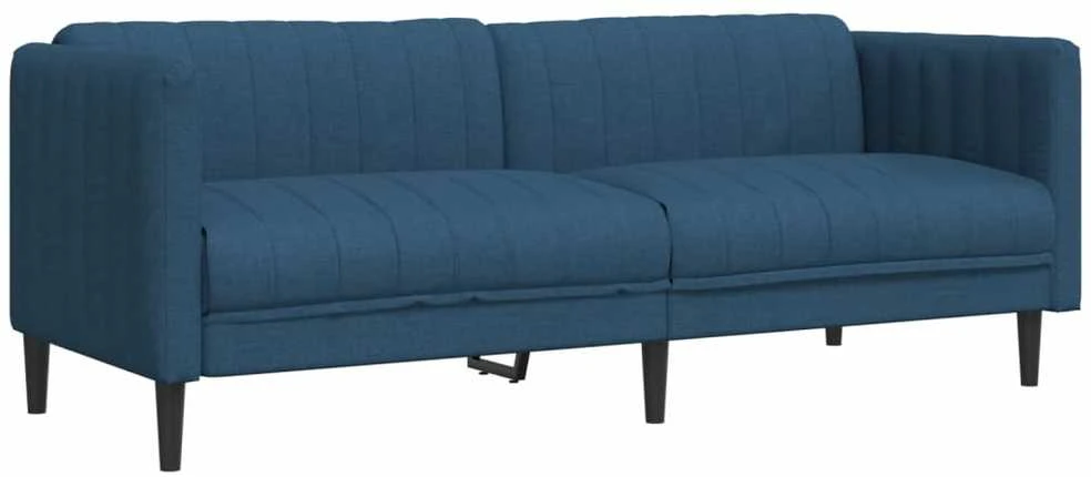 Trivietė sofa, mėlynos spalvos, audinys