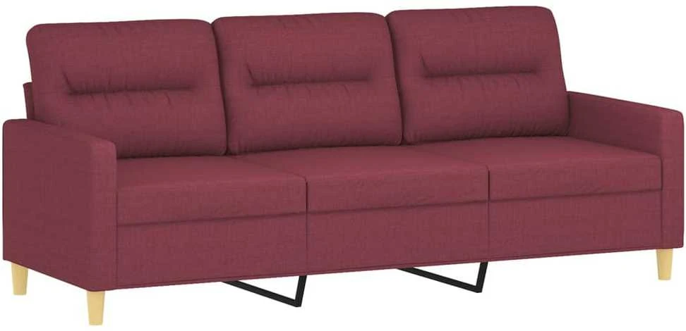 Trivietė sofa, raudonojo vyno spalvos, 180cm, audinys