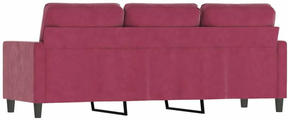 Trivietė sofa, raudonojo vyno spalvos, 180cm, aksomas