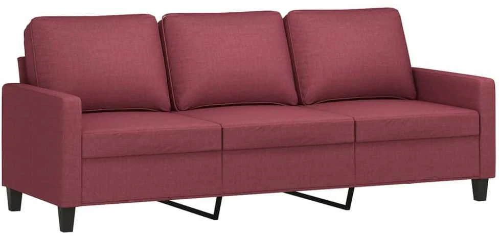 Trivietė sofa, raudonojo vyno spalvos, 180cm, audinys