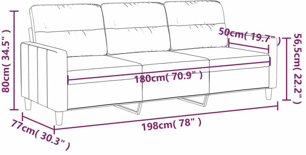 Trivietė sofa, raudonojo vyno spalvos, 180cm, audinys