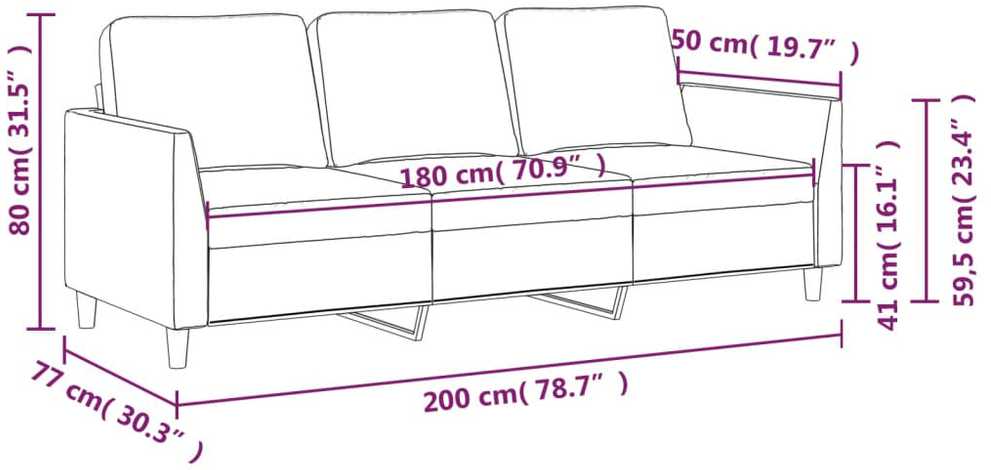 Trivietė sofa, raudonojo vyno spalvos, 180cm, dirbtinė oda