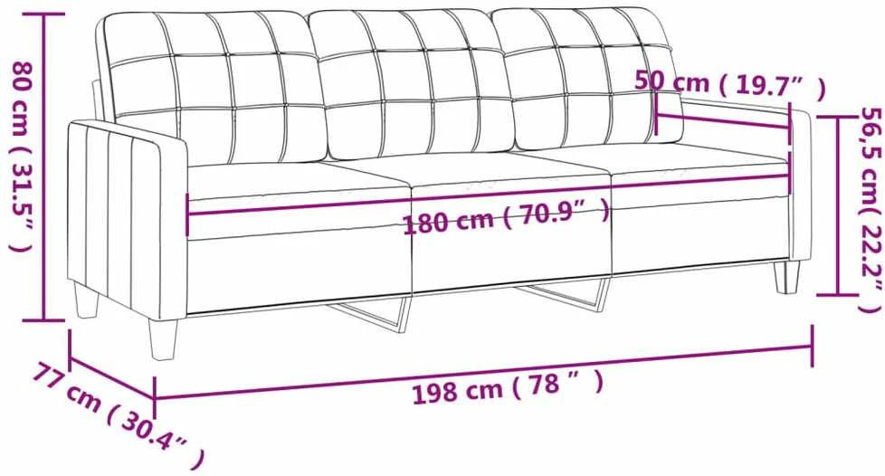 Trivietė sofa, raudonojo vyno spalvos, 180cm, dirbtinė oda