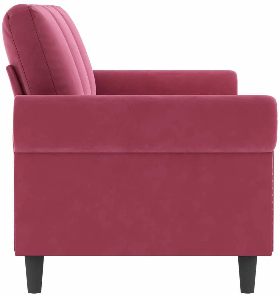 Trivietė sofa, raudonojo vyno spalvos, 180cm, aksomas