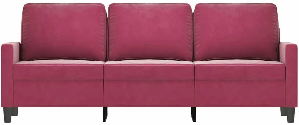 Trivietė sofa, raudonojo vyno spalvos, 180cm, aksomas