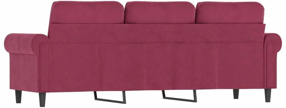 Trivietė sofa, raudonojo vyno spalvos, 180cm, aksomas