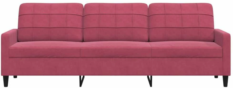 Trivietė sofa, raudonojo vyno spalvos, 210cm, aksomas