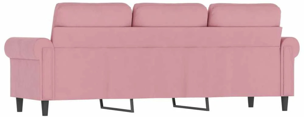 Trivietė sofa, rožinės spalvos, 180cm, aksomas