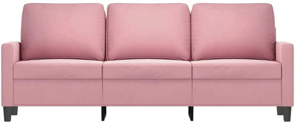 Trivietė sofa, rožinės spalvos, 180cm, aksomas