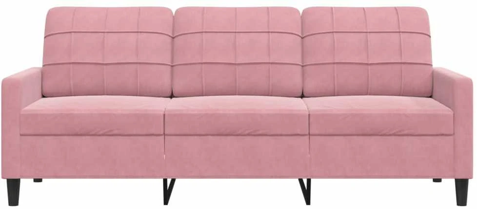 Trivietė sofa, rožinės spalvos, 180cm, aksomas