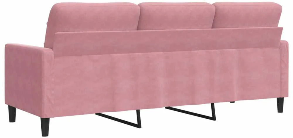 Trivietė sofa, rožinės spalvos, 180cm, aksomas