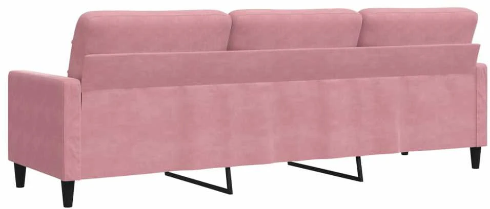 Trivietė sofa, rožinės spalvos, 210cm, audinys