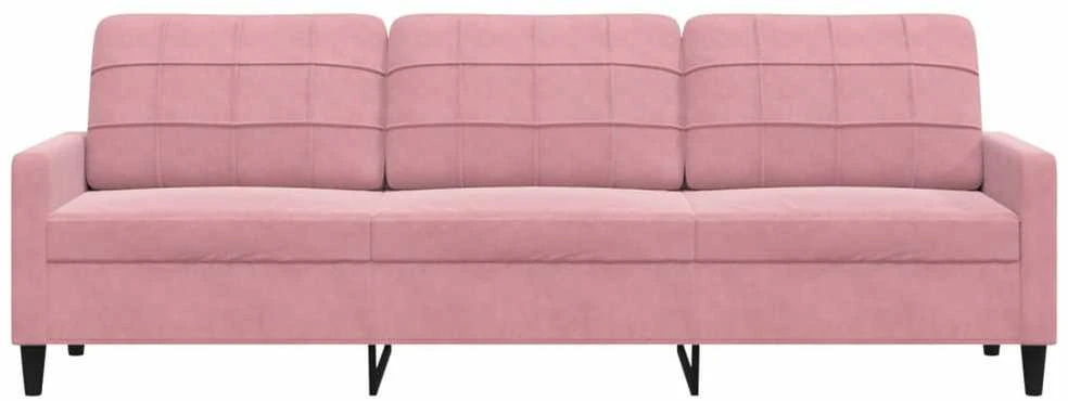Trivietė sofa, rožinės spalvos, 210cm, audinys