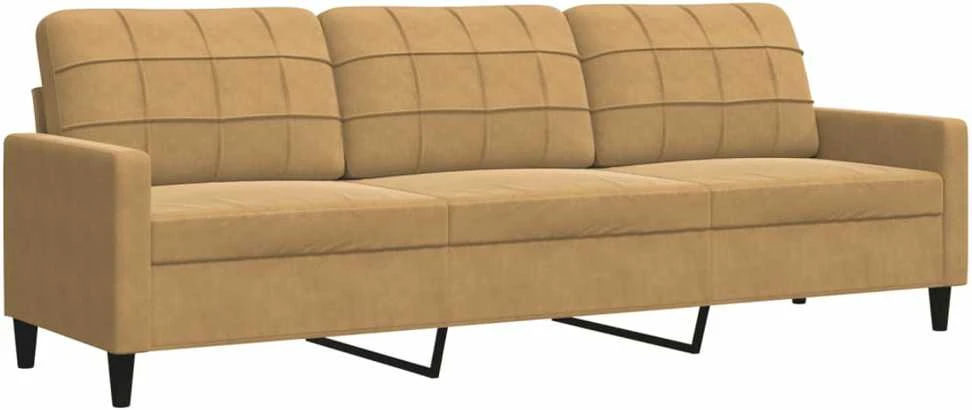 Trivietė sofa, rudos spalvos, 210cm, aksomas