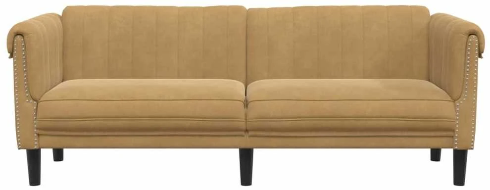 Trivietė sofa, rudos spalvos, aksomas