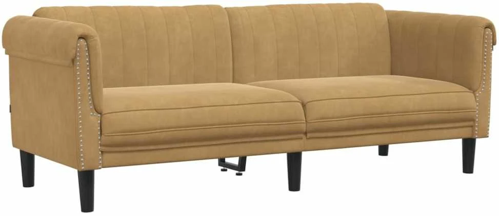 Trivietė sofa, rudos spalvos, aksomas
