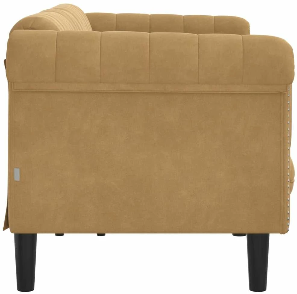 Trivietė sofa, rudos spalvos, aksomas