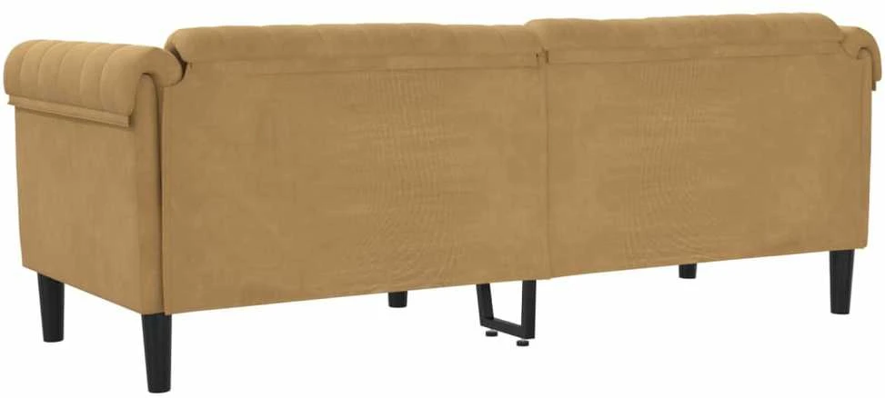 Trivietė sofa, rudos spalvos, aksomas