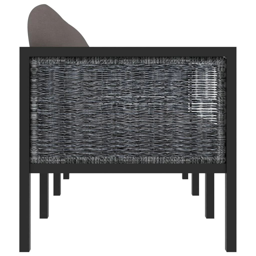 Lauko baldų komplektas Trivietė sofa su pagalvėlėmis, antracito spalvos, poliratanas