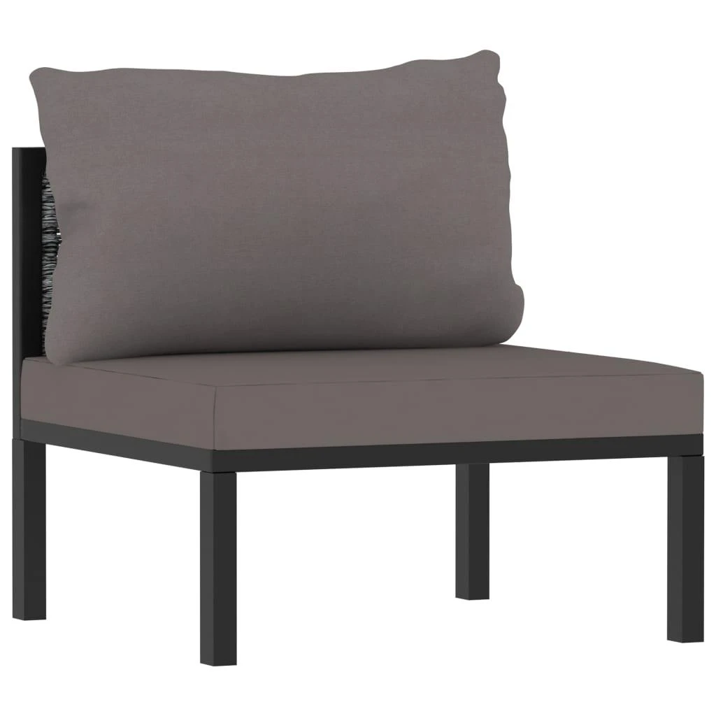 Lauko baldų komplektas Trivietė sofa su pagalvėlėmis, antracito spalvos, poliratanas