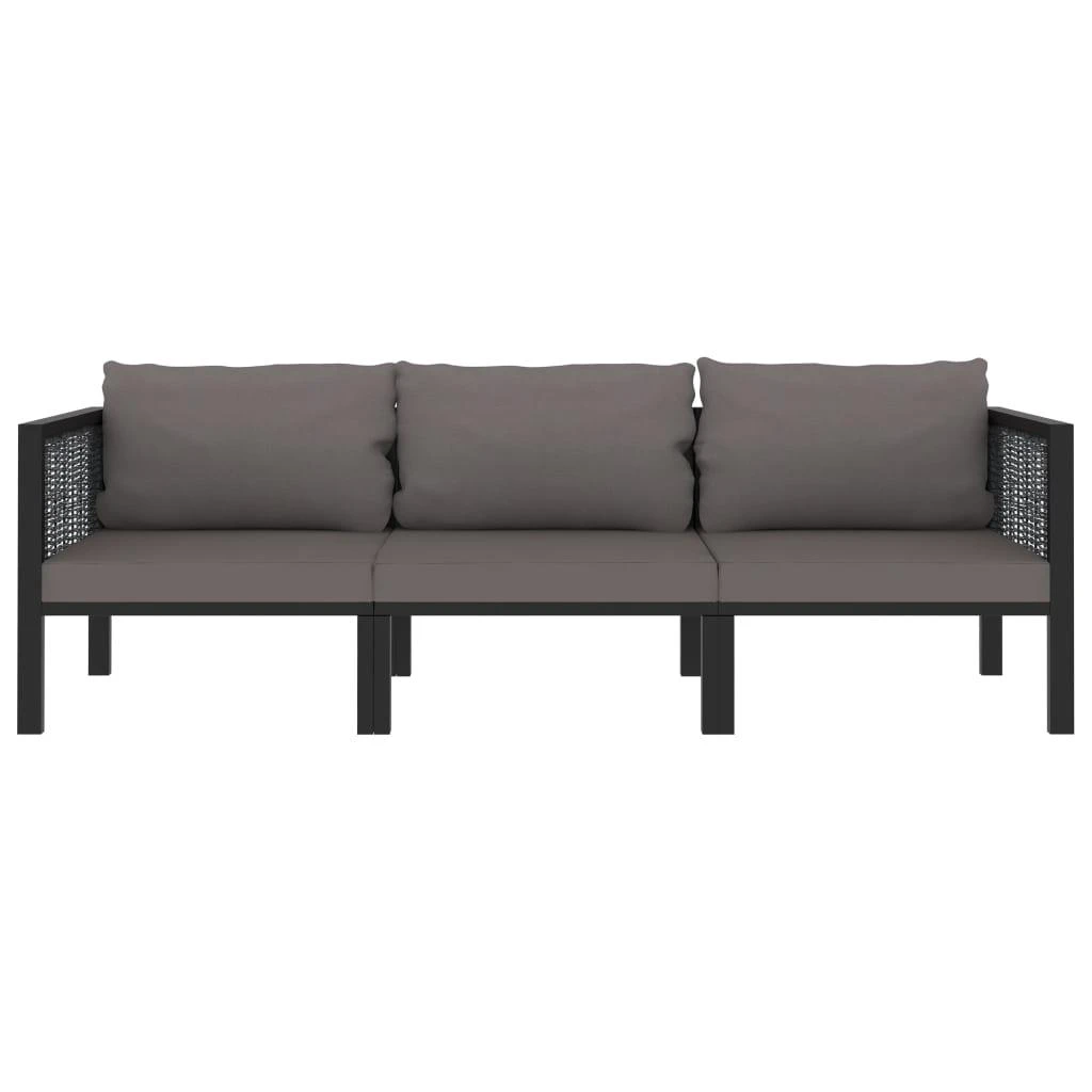 Lauko baldų komplektas Trivietė sofa su pagalvėlėmis, antracito spalvos, poliratanas