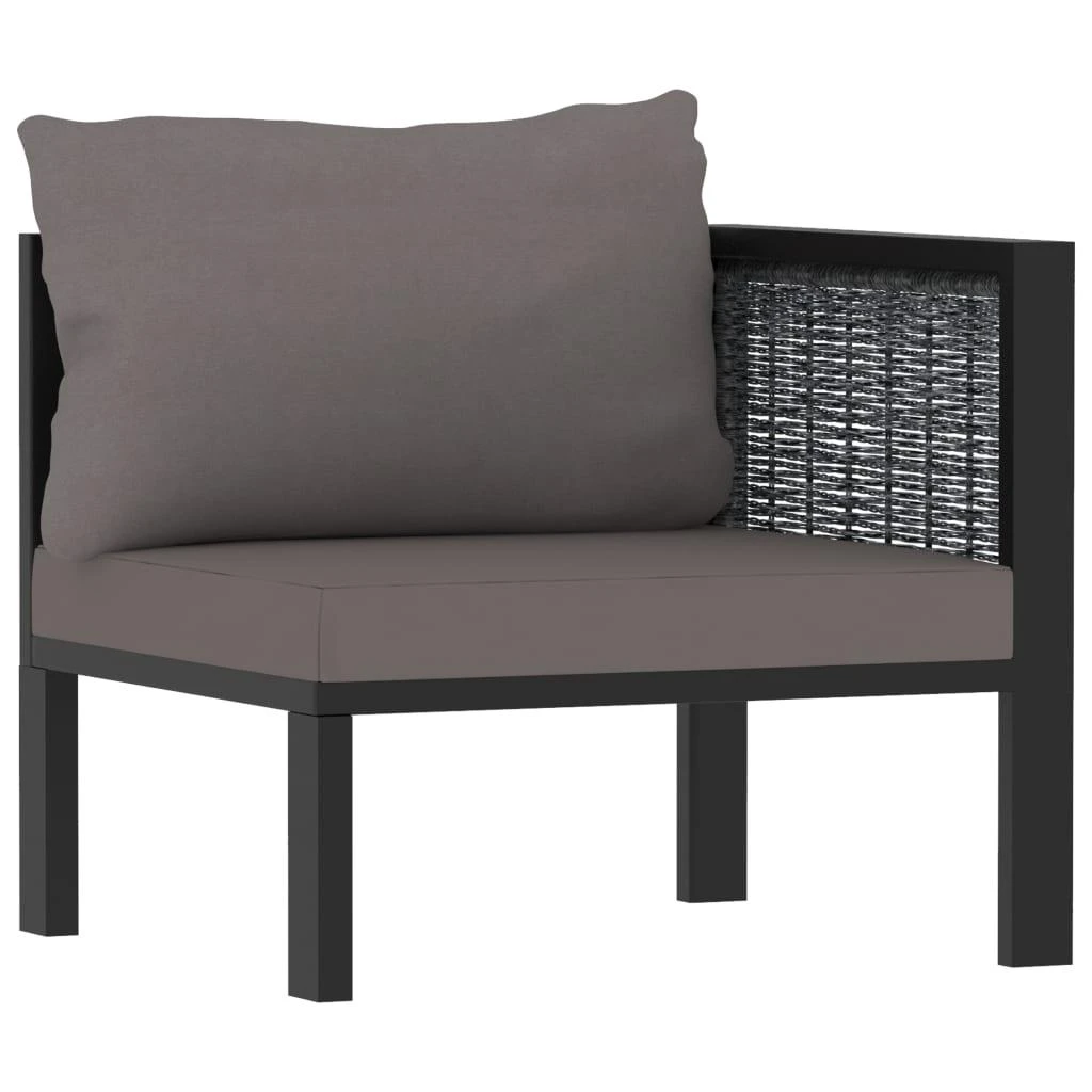 Lauko baldų komplektas Trivietė sofa su pagalvėlėmis, antracito spalvos, poliratanas